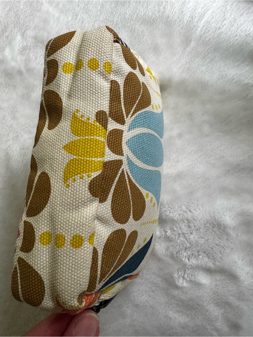 Primrose Hill London 4x6 Cream Brown Blue Floral Zip Makeup Jewelry Toiletry Bag - Picture 6 of 9